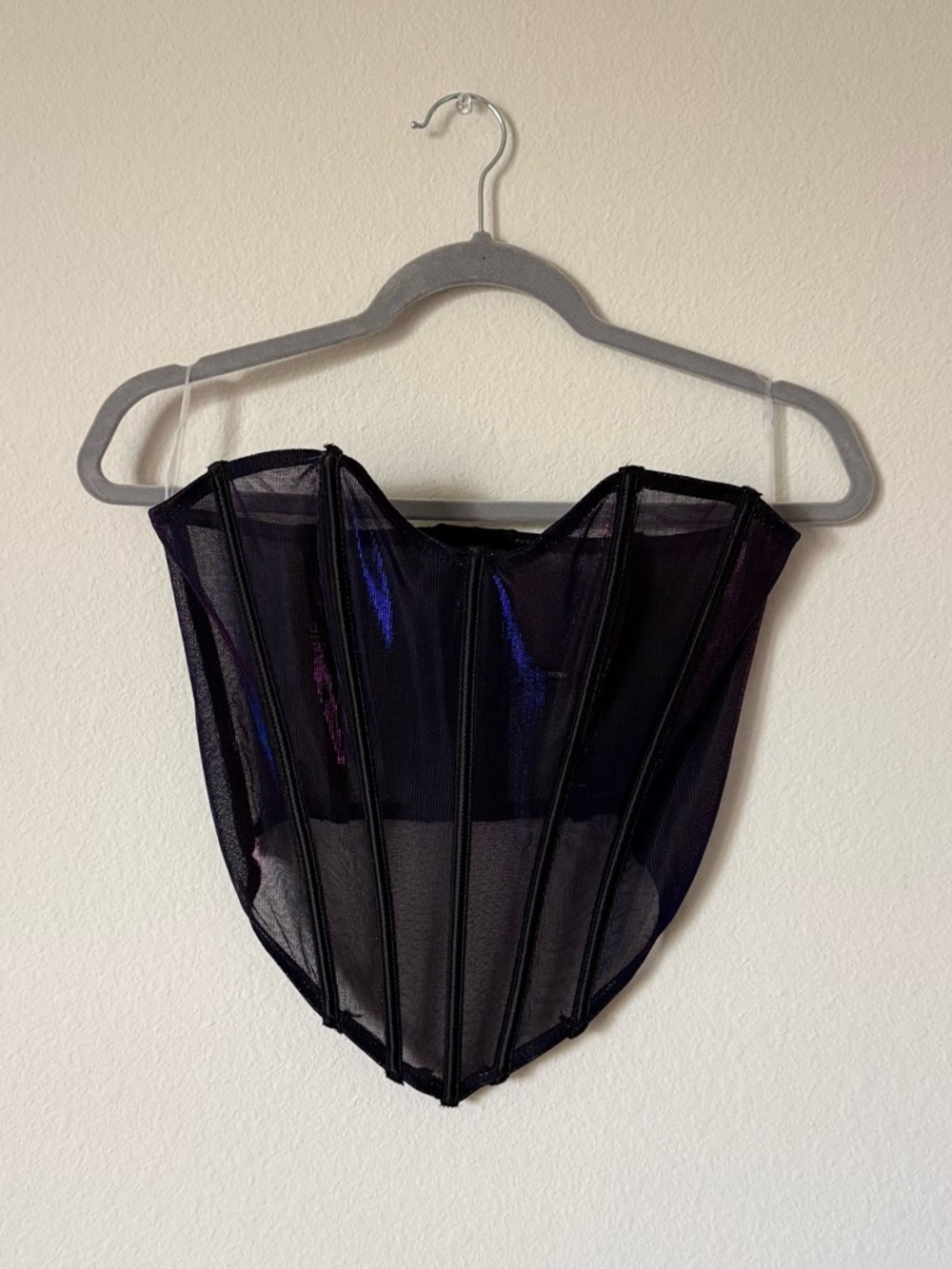 Sheer Purple & Blue Mesh Boned Corset Top - NWOT